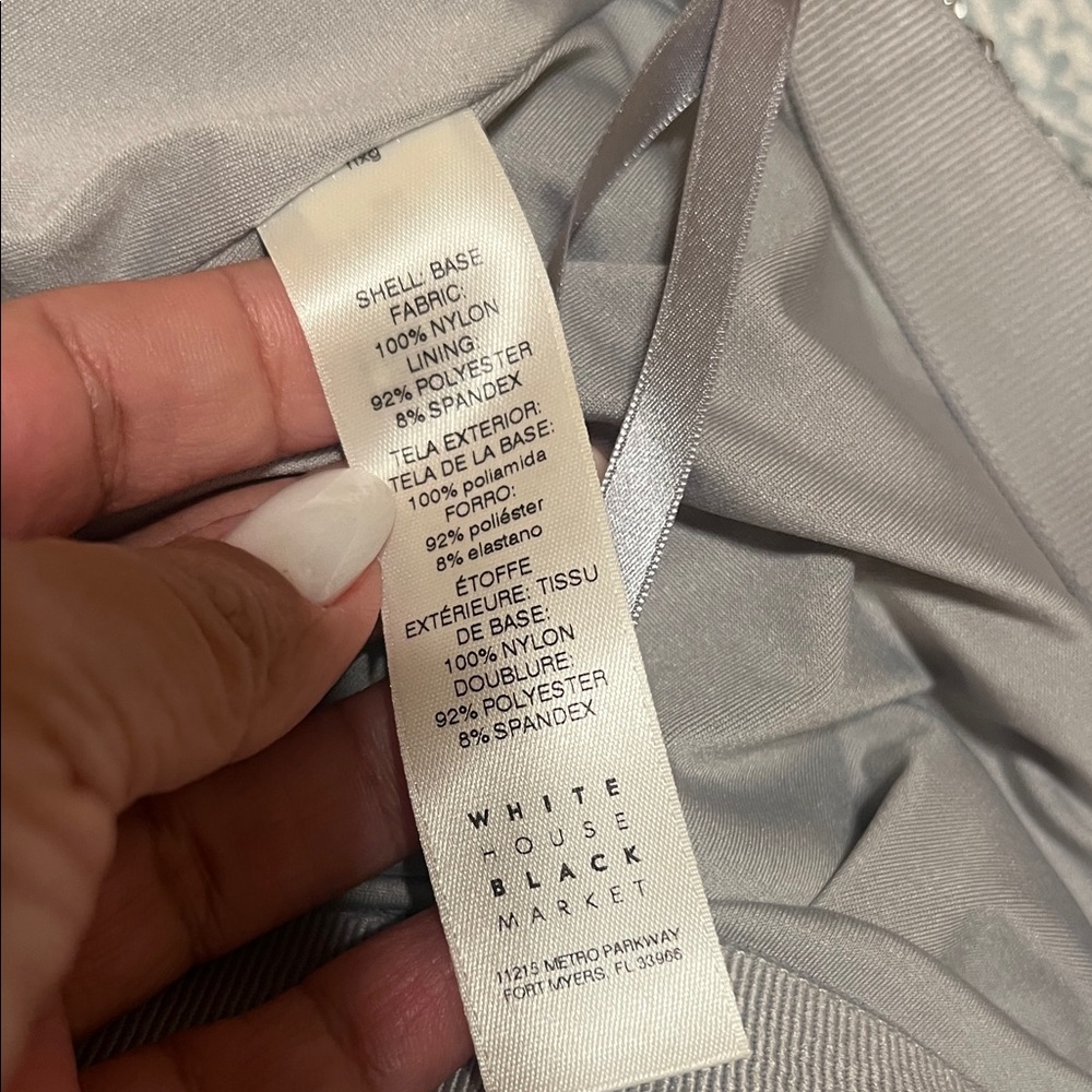 White House Black Market sequence Silver Mini Skirt - Picture 10 of 10